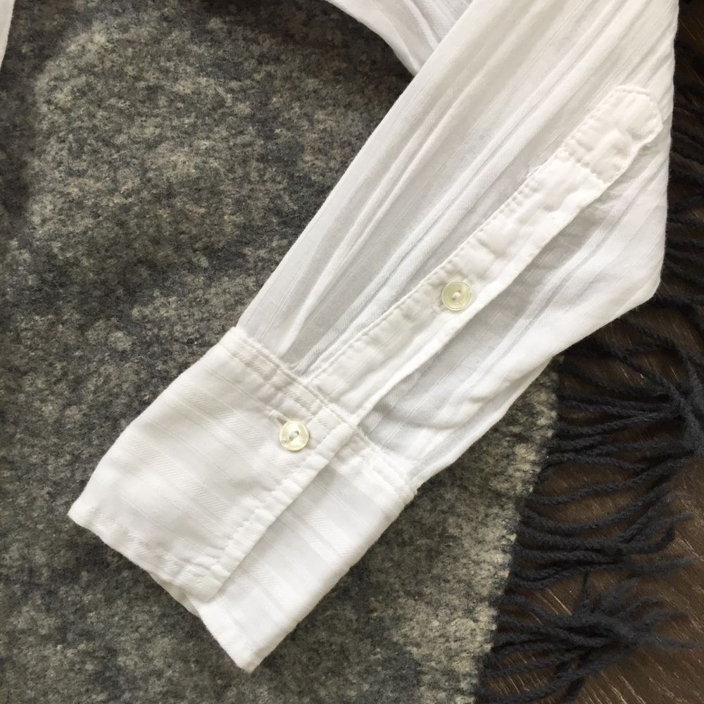 VINCE sheer white cinch waist tunic top XS - Picture 6 of 8